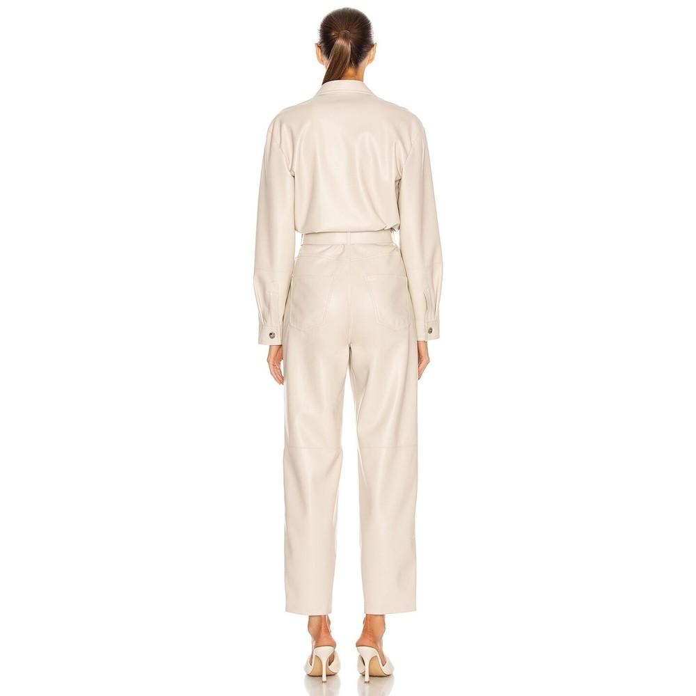 Nanushka Women's Ashton Jumpsuit Vegan Leather Creme Size Medium - Picture 3 of 7